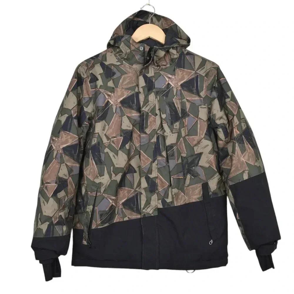 Ripzone Winter Jacket Ski Snowboarding 8K Hooded Waterproof Black Green Size XL